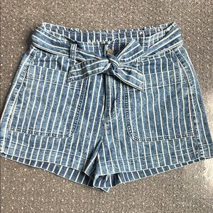American Eagle Striped Blue Denim Women's Shorts